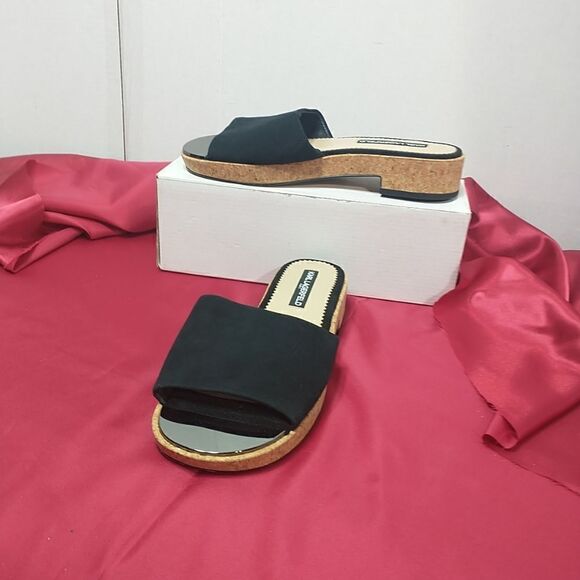Karl Lagerfeld Platform Cher Sandals Black Slide Womens Size 8.5 M - Picture 2 of 8